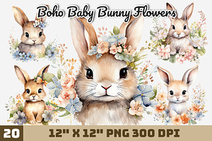 Boho Baby Bunny Flowers