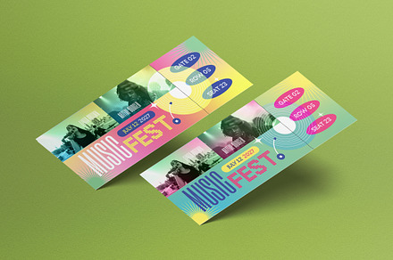 Yellow Gradient Ticket Music Fest, a Card Template by graphicook