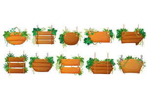 Wooden signboards with jungle lianas, an Object Illustration by Buch&Bee