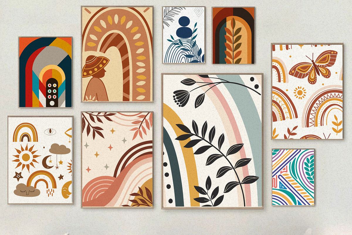Rainbow Wall Art Print Set, a Wallpaper Graphic by Helospace (Photo 2 of 10)