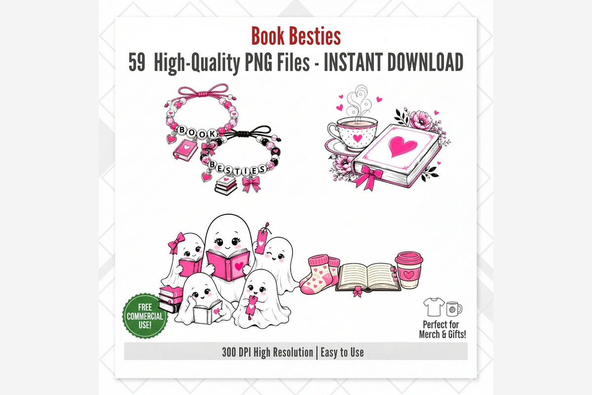 Book Besties Clipart Bundle, a Person Illustration by Tanya Kart (Photo 12 of 12)