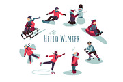 Winter Activities Vector Set, a Seasonal Illustration by Zonda (Thumbnail 3 of 13)