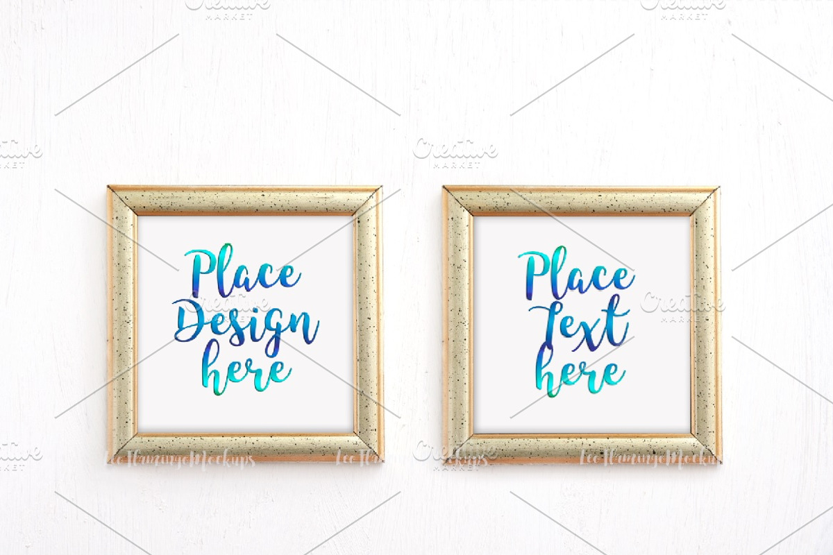 two gold frames mockup minimal, a Print Template by Leo Flo Mockups (Photo 1 of 2)