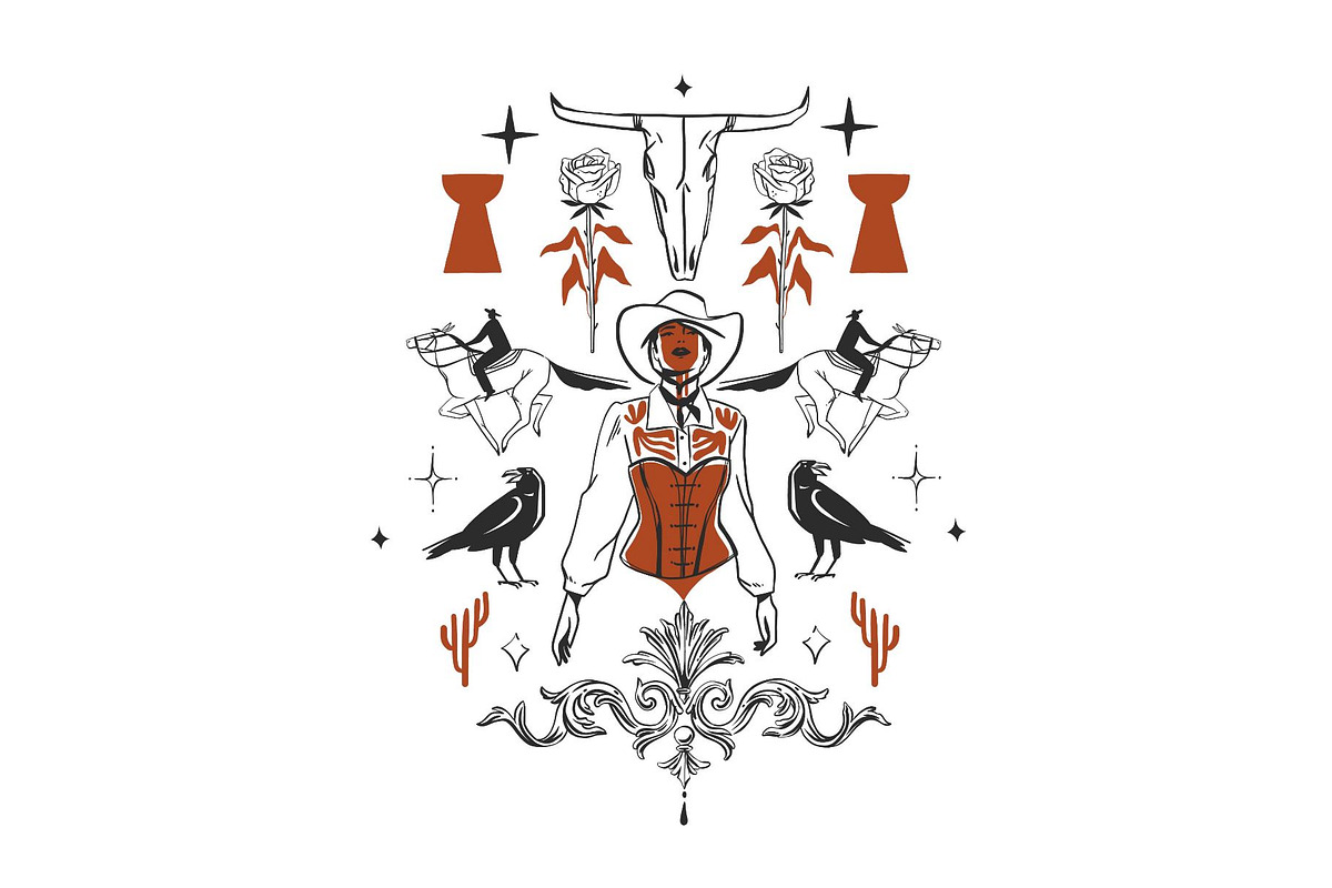 Cowgirl in Wild west graphic, a Person Illustration by Anastasy_helter (Photo 1 of 3)
