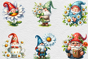White Gnome Daisy Watercolor Clipart, an Illustration by Black Bird Studio (Thumbnail 6 of 6)