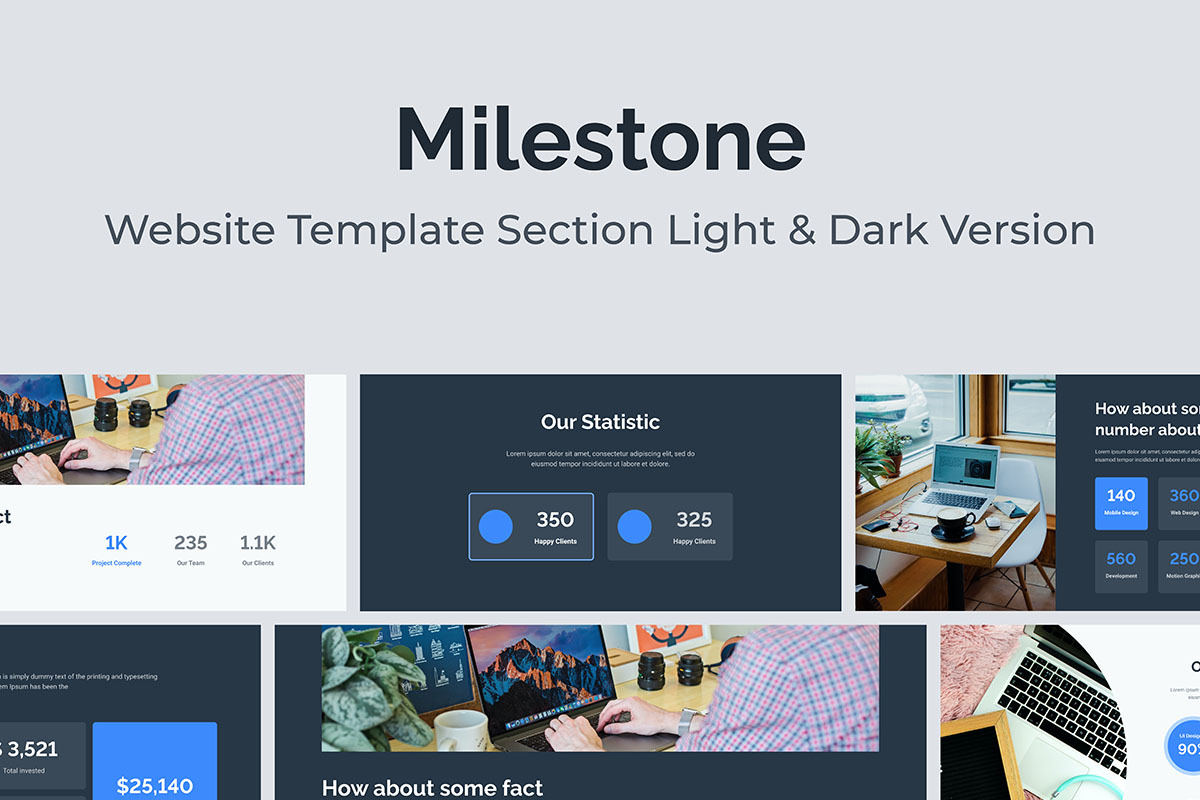 Web Milestone Section Template, a Landing Page Template by Kreativ Space