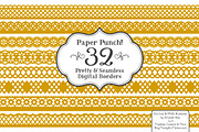 Mustard Lace Vector Clipart Borders, an Illustration by Amanda Ilkov (Thumbnail 1 of 5)