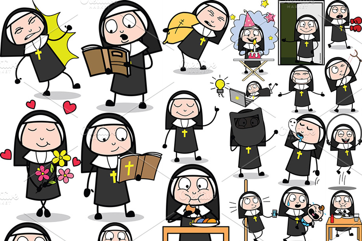 Nun ~ Cartoon Character Set, a Person Illustration by The Toon Company (Photo 3 of 7)