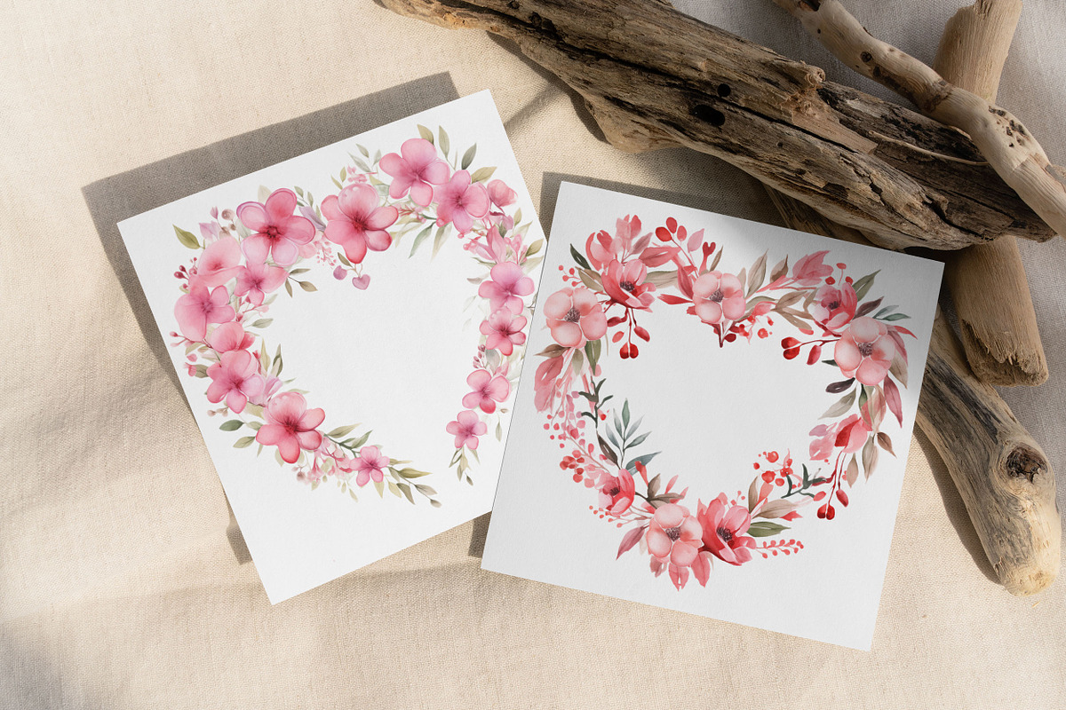 Valentines wreath watercolor hearts, an Object Graphic by MyLittleMeow (Photo 5 of 7)
