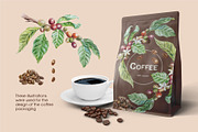 Coffee. Watercolor clip art., a Food Illustration by Farida Bik (Thumbnail 3 of 12)