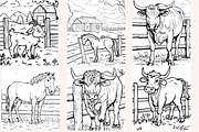 Farmyard Animals Coloring Pages, an Animal Illustration by PrintHaven Designs (Thumbnail 3 of 9)