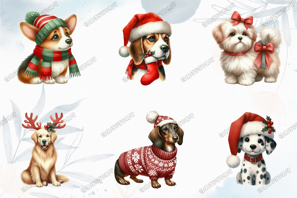Christmas Dogs PNG Clipart Bundle, an Illustration by designcity5 (Photo 3 of 5)