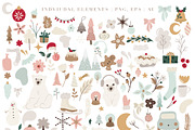 Merry Christmas Clipart Vector Set, an Animal Illustration by Pati Paints (Thumbnail 2 of 17)