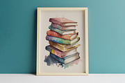 Books Watercolor Illustration, a Decorative Illustration by DigitalFad (Thumbnail 1 of 3)