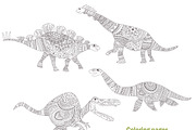 Dinosaurs. Coloring pages, a Background Graphic by Anna Violet (Thumbnail 2 of 6)