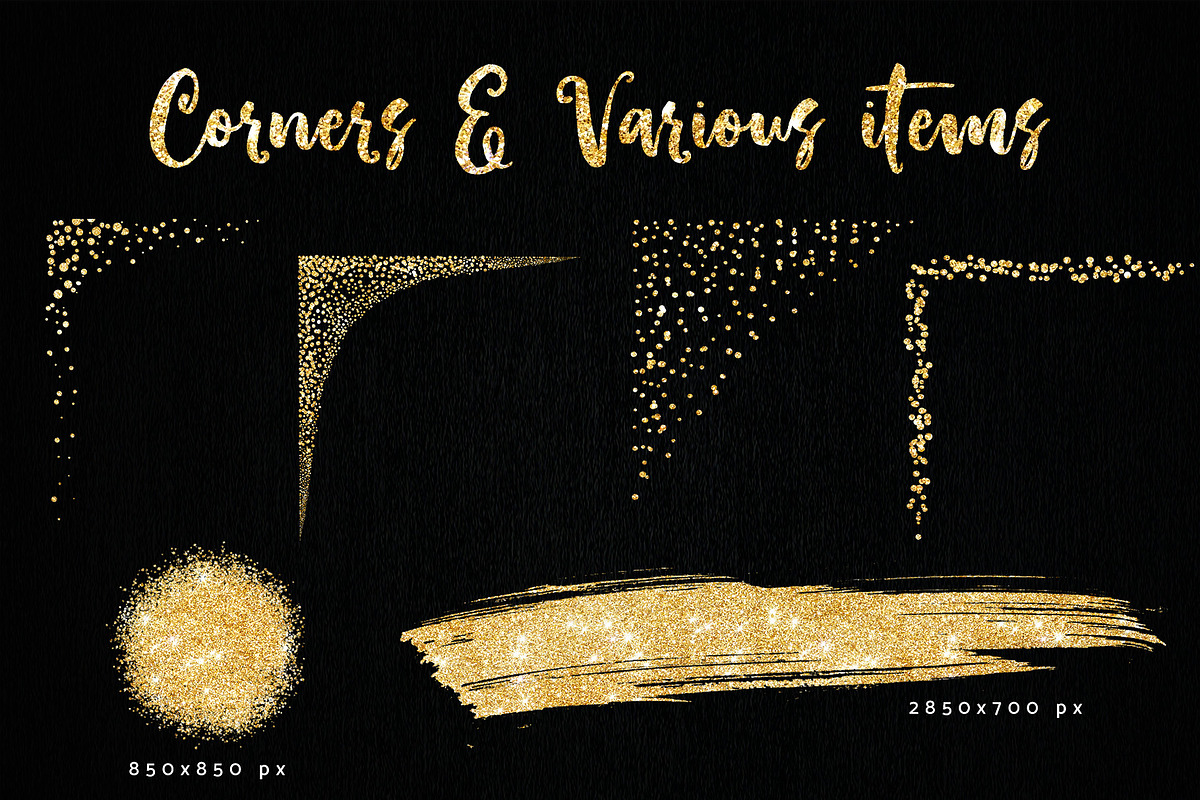 Gold Glitter Overlay Frames Borders, a Texture Graphic by Nifty Template Studio (Photo 8 of 9)