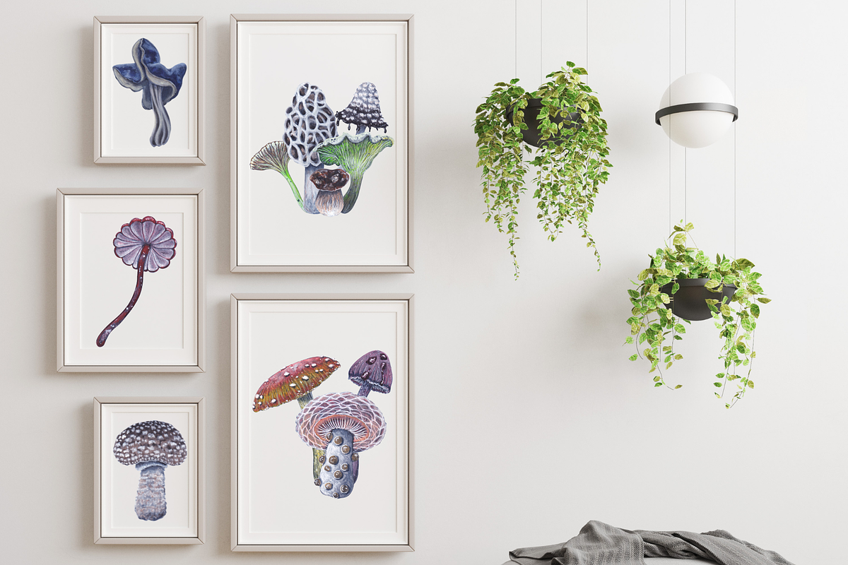 Watercolor and gouache Mushrooms, an Illustration by MariaOrtegaDigitals (Photo 4 of 6)