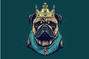 Dog Royalty King With A Golden Crown