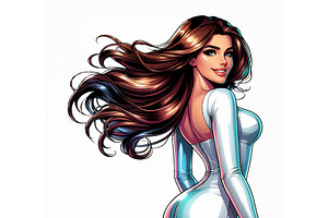 Stylish Woman in White Outfit with, a Person Illustration by AlexArt