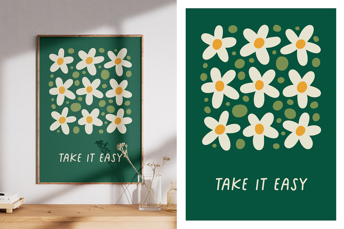 Retro hippie floral card designs set, a Decorative Illustration by Good Studio (Photo 3 of 5)
