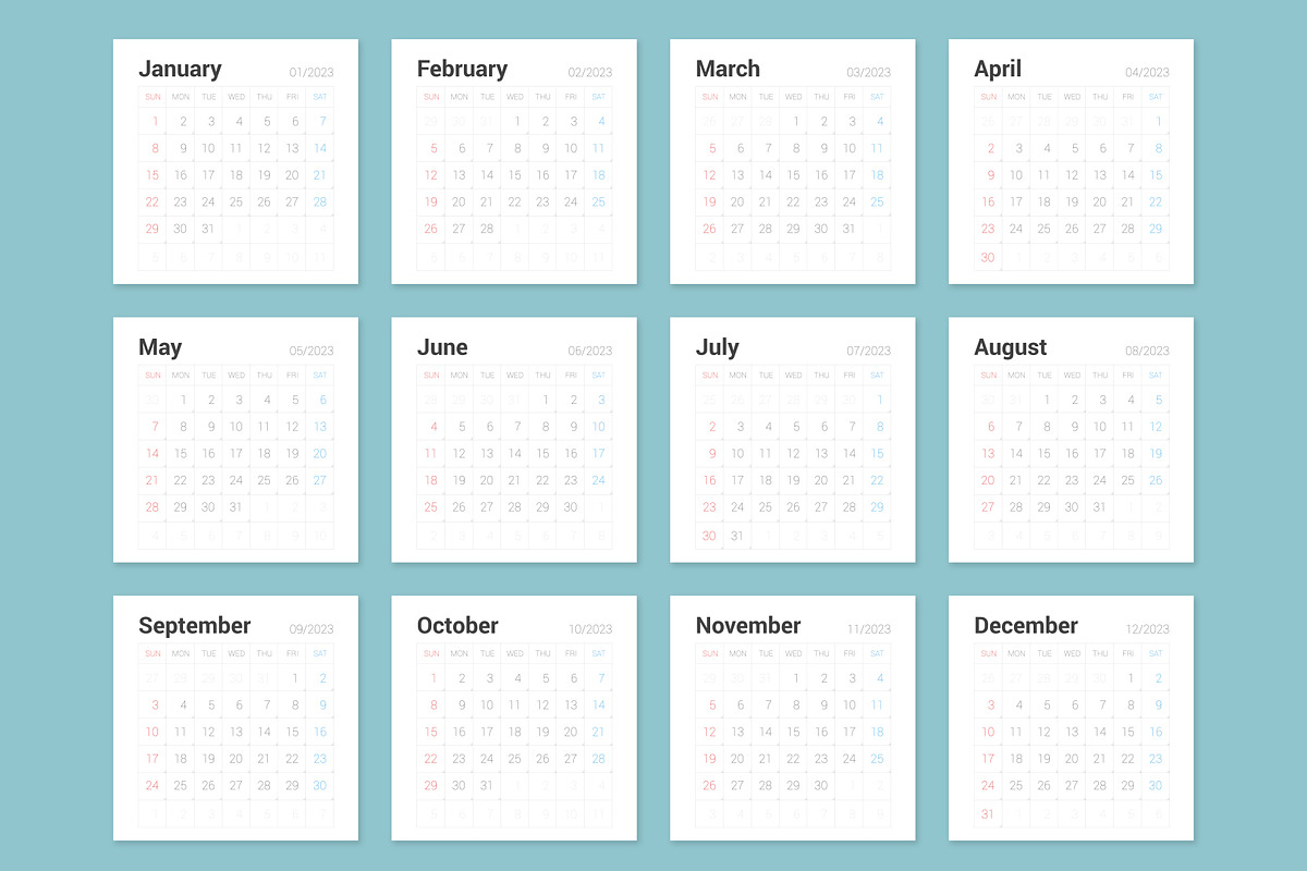 2023 Simple Calendar [Sunday], a Stationery Template by WORAKAMON Design Studio (Photo 2 of 5)