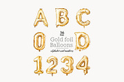 Gold Foil Alphabet Balloon Letters, a Decorative Illustration by GlamArtZhanna (Thumbnail 1 of 5)