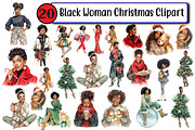Black Woman Christmas Clipart, an Illustration by Design Market (Thumbnail 1 of 2)