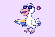 Cute Pelican Bird Surfing Cartoon, an Animal Illustration by Catalyst Labs (Thumbnail 2 of 3)