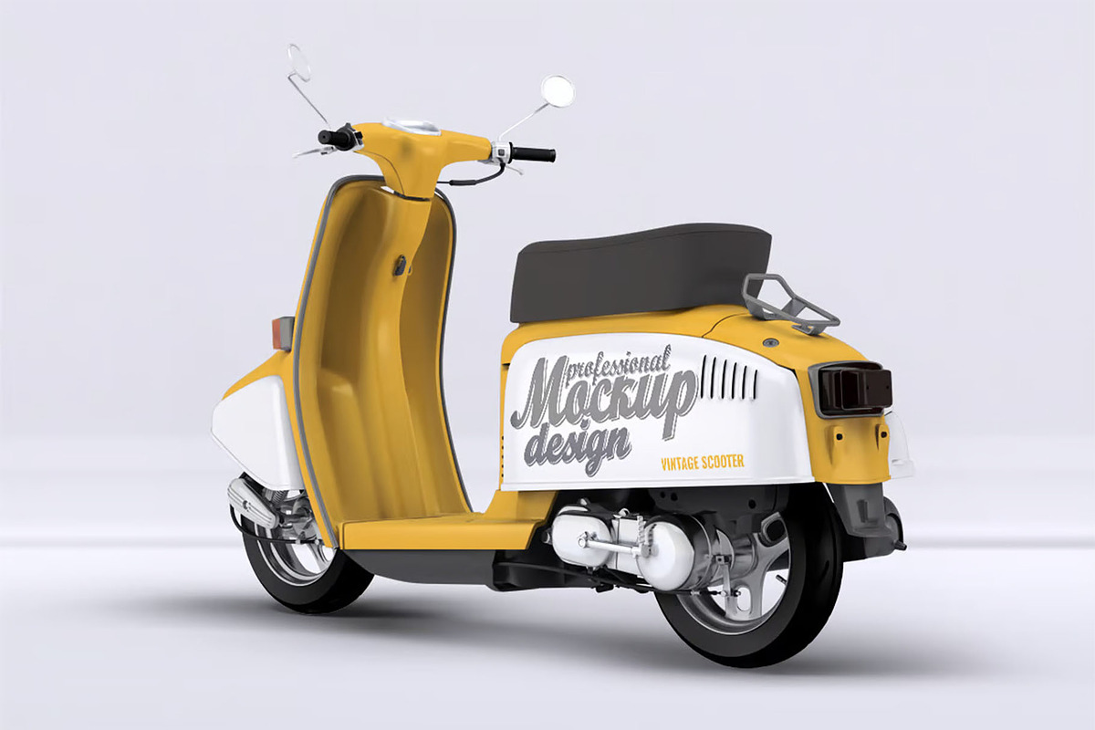 Vintage Scooter Mock-Up, a Product Mockup by DesignRushMarket (Photo 4 of 5)
