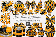 New Year Watercolor Clipart, an Illustration by Designworld (Thumbnail 1 of 4)