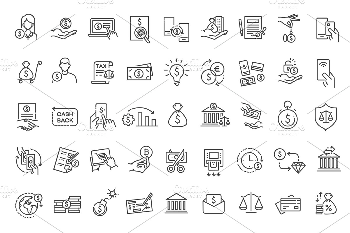 Finance Line Icons Set, an Outline Icon by Tettygreen (Photo 3 of 3)