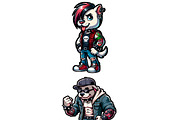 Emo Dogs Clipart Stickers Set, an Animal Illustration by DoubleTwists (Thumbnail 3 of 5)