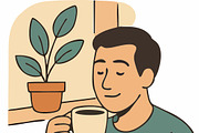 Cozy Café Life – Coffee Shop Set, a Person Illustration by Dikdoots (Thumbnail 1 of 3)