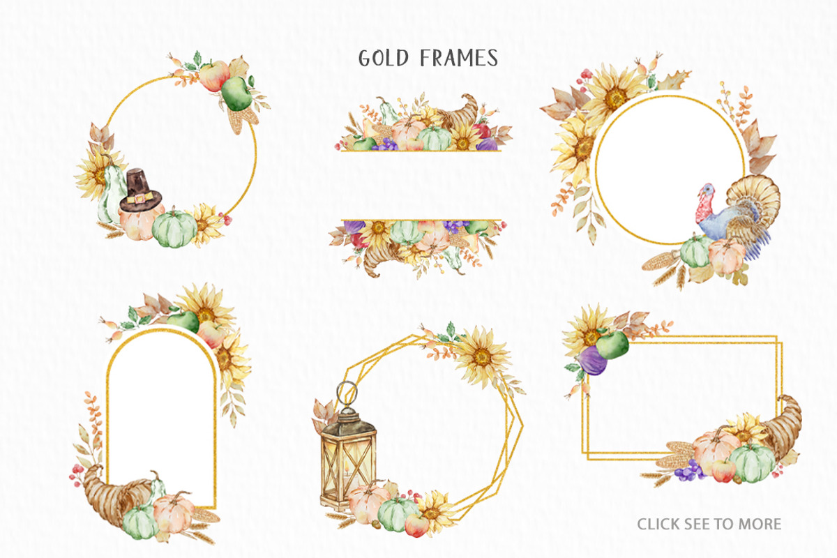 Watercolor Thanksgiving Clipart, a Seasonal Illustration by SvetaArtStore (Photo 6 of 15)