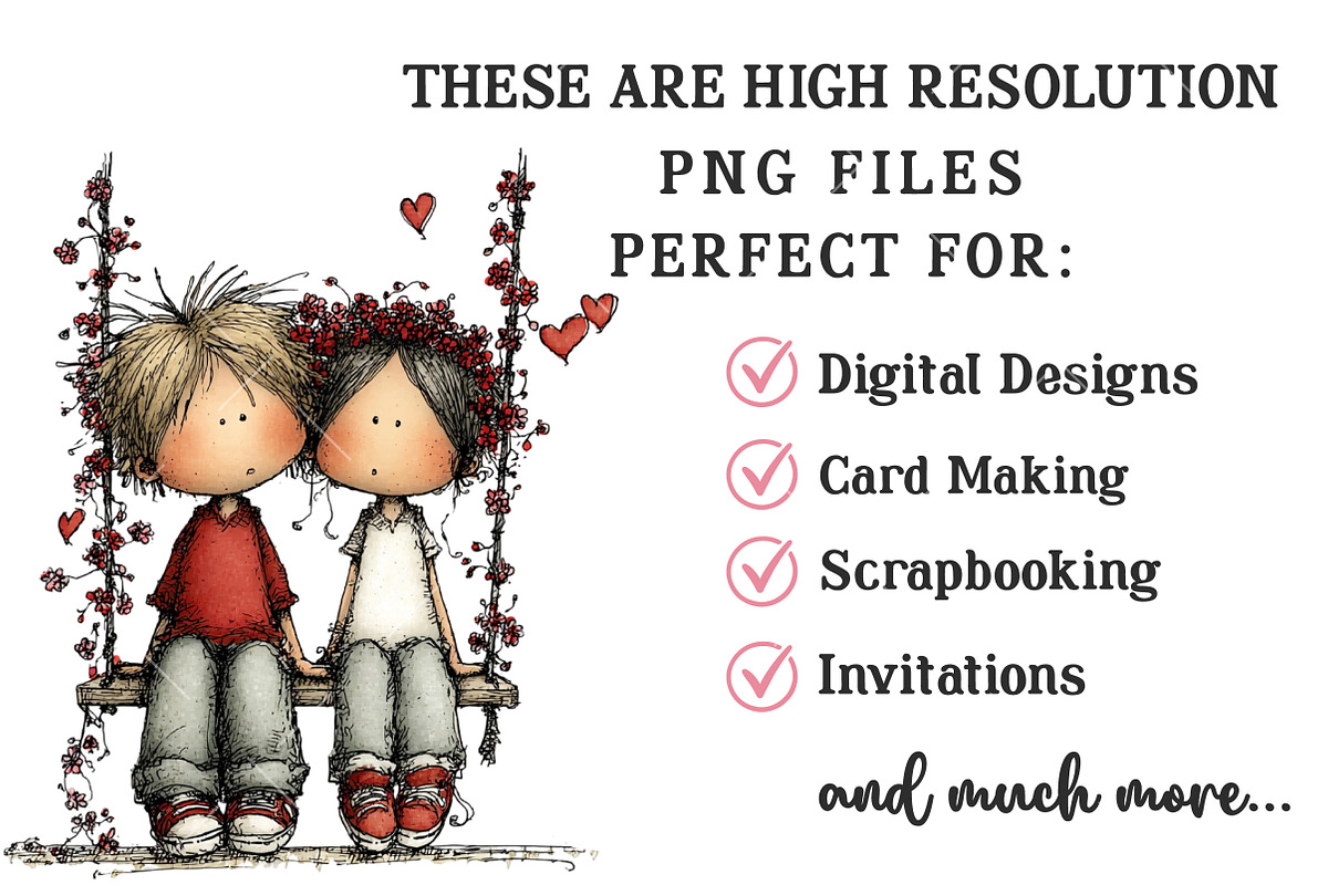 Whimsical Valentine Couple Clipart, an Illustration by OK Design (Photo 4 of 6)