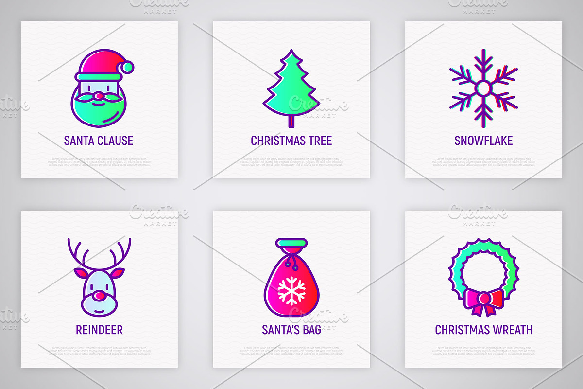 Merry Christmas | 16 Thin Line Icons, an Outline Icon by Alex Blogoodf (Photo 4 of 7)