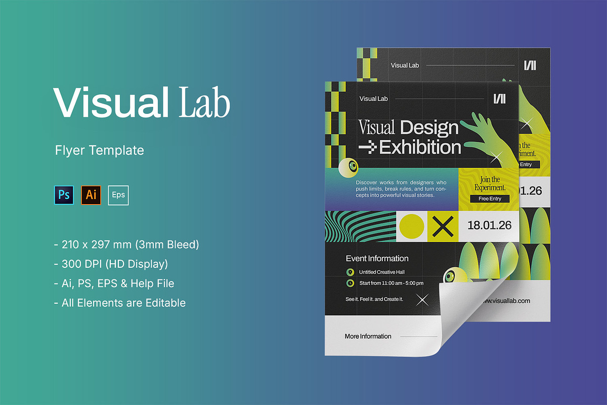 Visual Lab - Flyer, a Flyer Template by StreaksideStd (Photo 1 of 3)