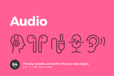 Audio Icons — Pixi Line, an Outline Icon by Scott Dunlap