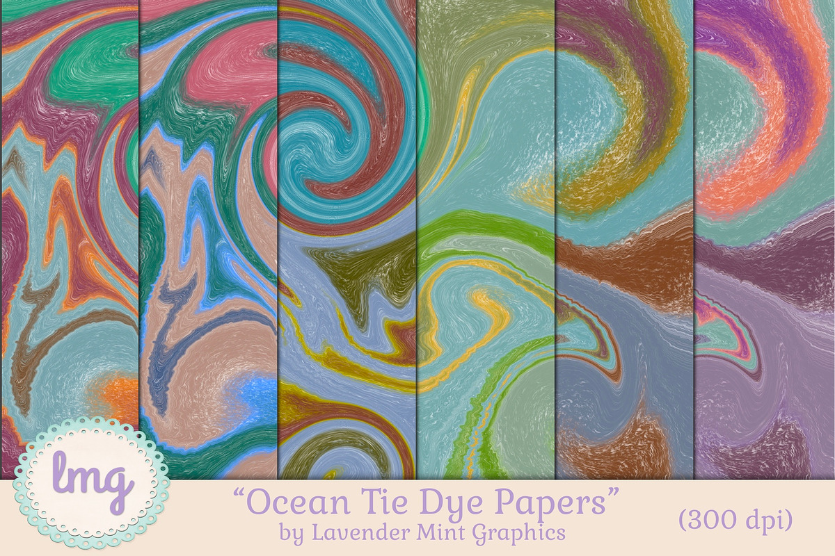 Digital Scrapbooking Tie Dye Papers, a Pattern Graphic by Lavender Mint Graphics (Photo 1 of 3)