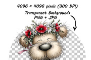 Whimsical Dogs Floral Clipart Spring, a Graphic by one-touch (Thumbnail 11 of 19)