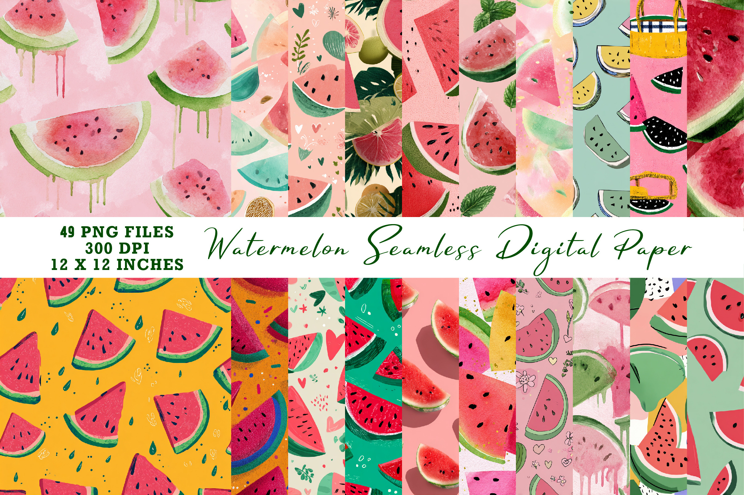 Watermelon Seamless Digital Paper, a Pattern Graphic by CreationArt