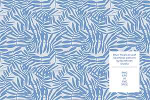 Blue Tropical Leaf Pattern
