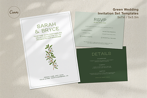 Green Invitation Set Templates, an Invitation Template by Paraná Studio