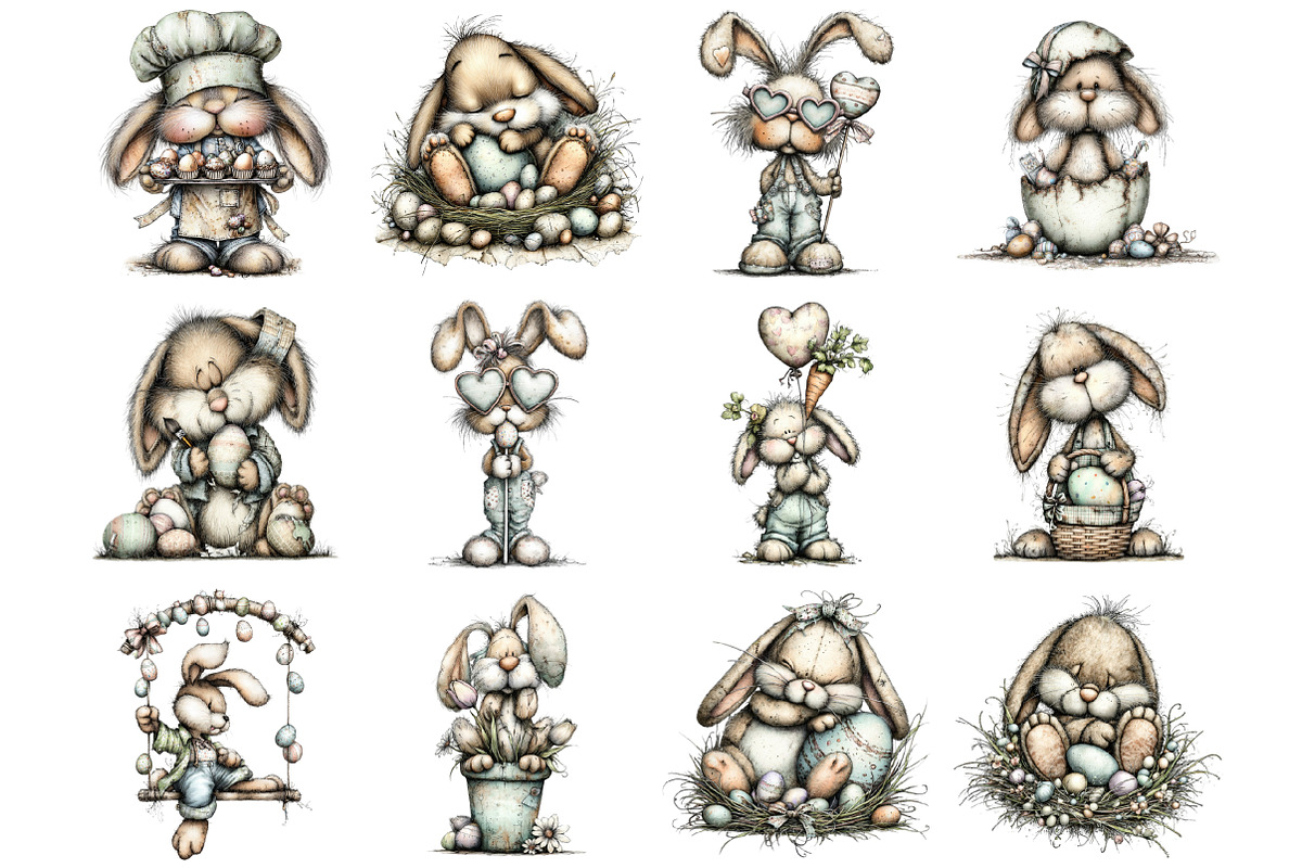 Cute Easter Bunny Clipart, a Graphic by CitraGraphics (Photo 5 of 5)