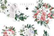 JANUARY Watercolor Winter Set, a Seasonal Illustration by Kaleriia (Thumbnail 10 of 15)