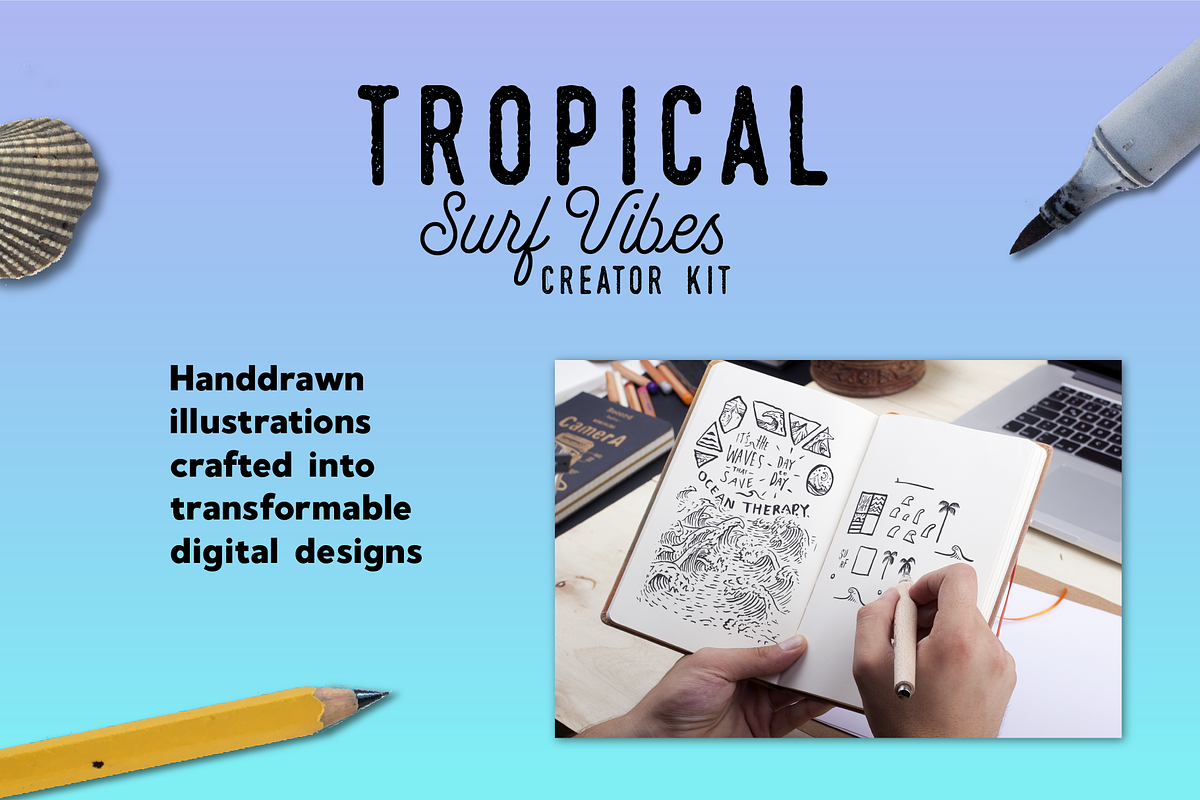 Lite-Tropical Surf Vibes-Creator Kit, an Illustration by Walking_Designs (Photo 2 of 4)