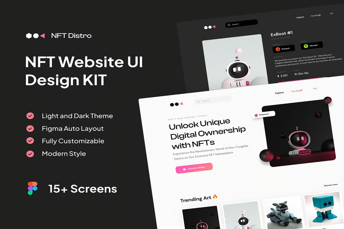 NFT Distro NFT Website UI Design KIT, an UI Kit Template by Lumina_ui_ux202 (Photo 1 of 7)