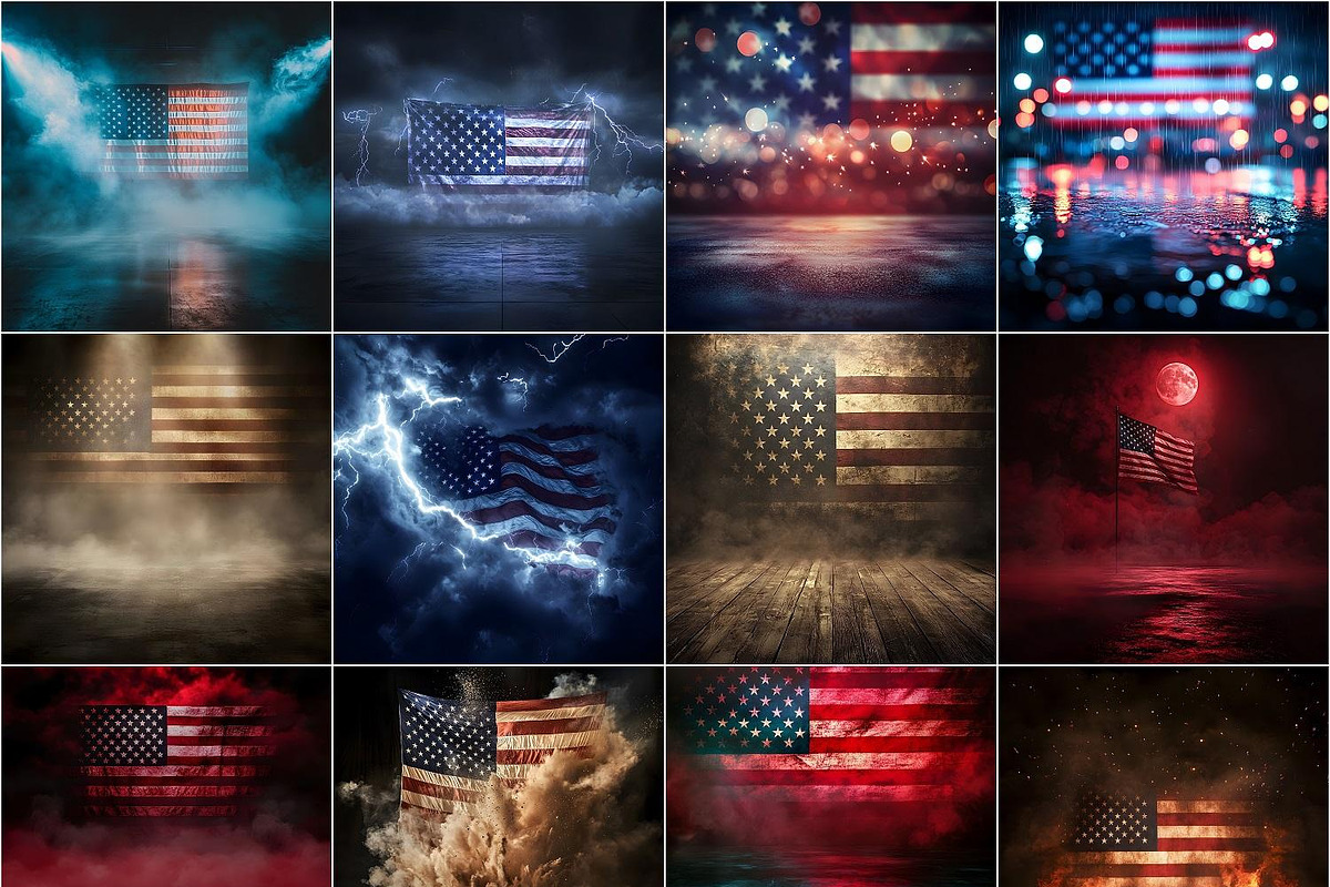 35 American Flag Digital Backgrounds, a Background Graphic by Walllow Creatives (Photo 2 of 3)