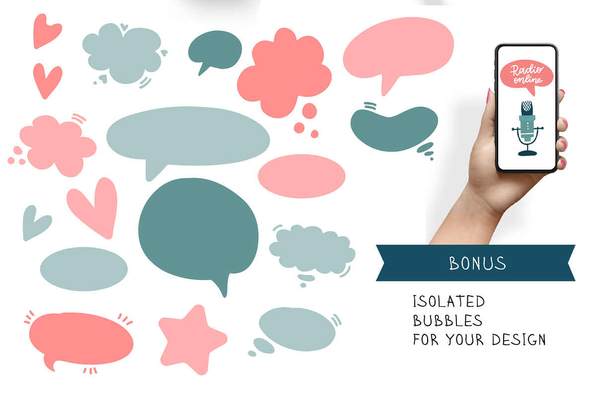 Podcast – vector cliparts set, an Object Illustration by Lana Sham (Photo 11 of 13)