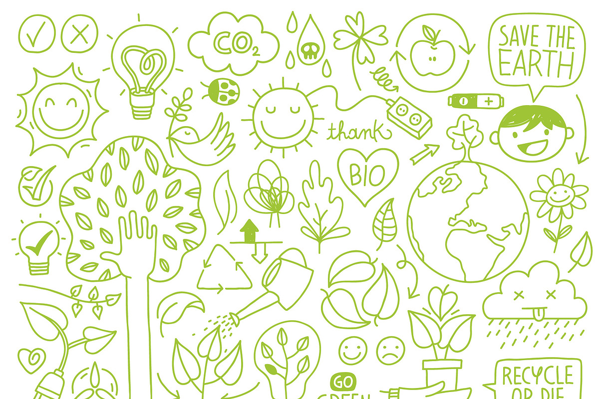 Ecology Hand drawn Illustrations Set, an Illustration by Pingebat (Photo 3 of 8)